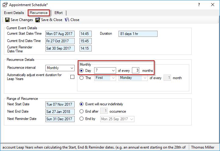 You are able to add location, choose a responsible user, description of the appointment and also additional notes You can then set up Start and End Date/Time along with a Reminder Date/Time Click on