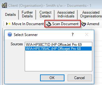 Scanners in your office are automatically picked up by the software Choose the scanner