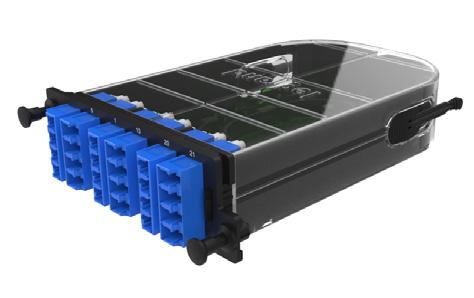 SPLICE CASSETTES: These high-density splice cassettes fit within the M4 drawer face and enable fast field termination and provide cable management within the cassette housing.