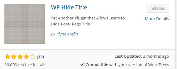 8. Plugins Plugin: WP Hide Title How does it