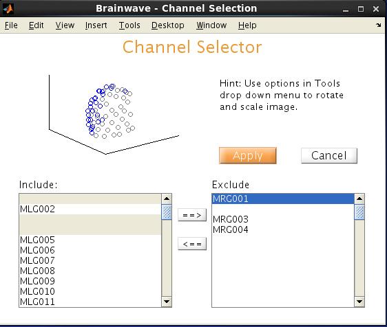 Similarly, by selecting the channels you want to include in your analyses, simply select the channels from the Exclude column and press the Back arrow button. Click Apply to save your changes.