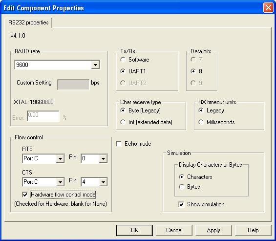 RS232 Component Page 4 The Flowcode RS232 component can be added to your program by finding the component in the Comms section of the Flowcode component toolbar.