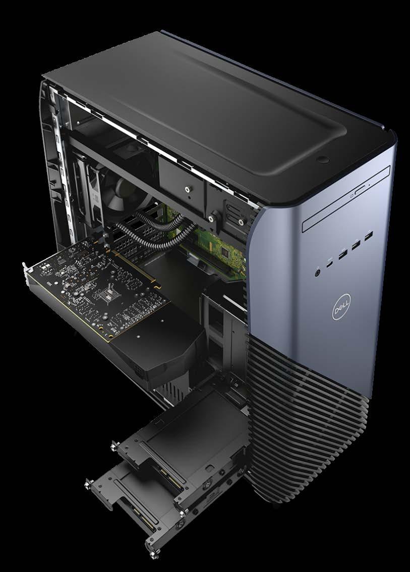 Inspiron Gaming Desktop 5680 Feature Overview Beautiful and strong performance MORE MEMORY, MORE GAMING High capacity hard drive options include dual drive configs and responsive SSD