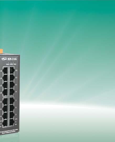 Industrial Communication & Networking Products Catalog NSM-316G NEW Unmanaged 16-port Industrial 10/100/1000 Base-TX Ethernet Switch -40 ~ +75 +12 ~ +48 LAN x 16 C C Wide Temperature Wall & DIN-Rail