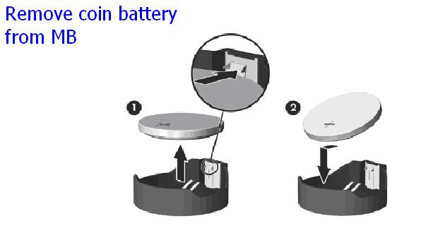 Remove battery from M/B by loosing the