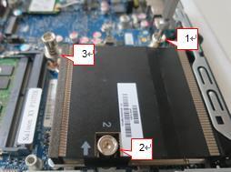 4. Remove heat sink from M/B 1 Release 3 screws by order 3