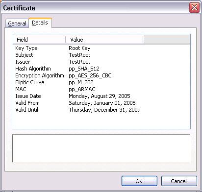 Opening Key Manager The Certificate screen displays detailed information about the key. FIGURE 4-10.