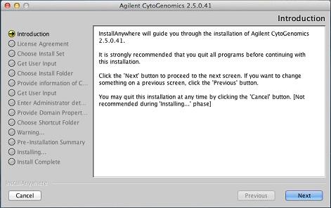 2 Installation Instructions for Macintosh Installing Agilent CytoGenomics 2.
