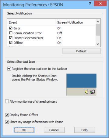 You see this window: 2. To disable promotional offers, deselect the Display Epson Offers checkbox.