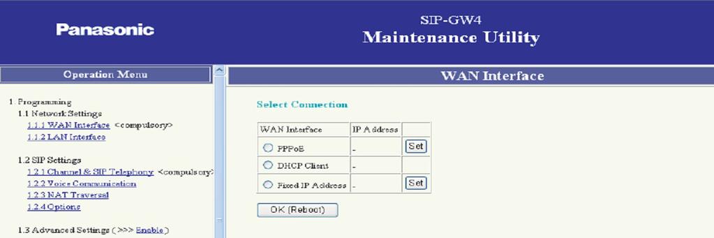 Specify the URL of the SIP-GW4 Maintenance Utility with the IP address http://192.168.0.1:8000/exp. 3. a. The log-in screen is displayed.