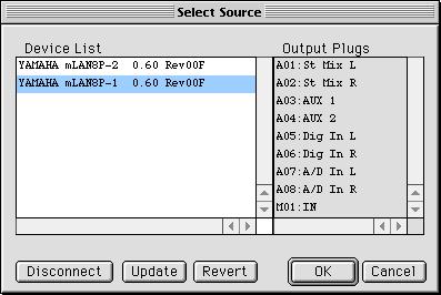 Select Source dialog box A B C D E F This dialog box enables you to specify the mlan device that transmits mlan data to the computer.