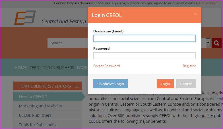 To log-in, on CEEOL s main page (www.ceeol.com) please click on the LOG IN button. 2.