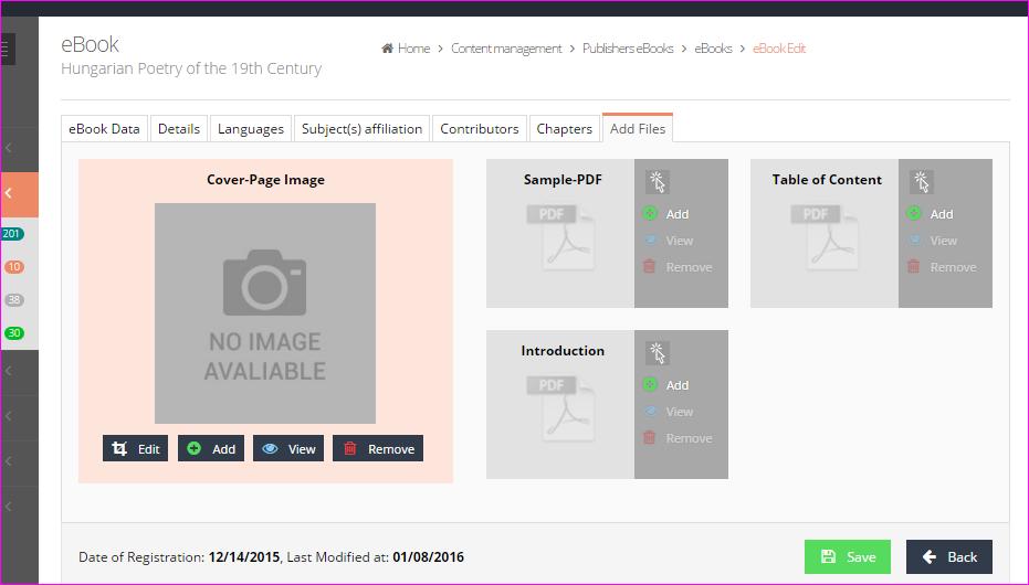 Content Management: adding ebooks Add Files 1.