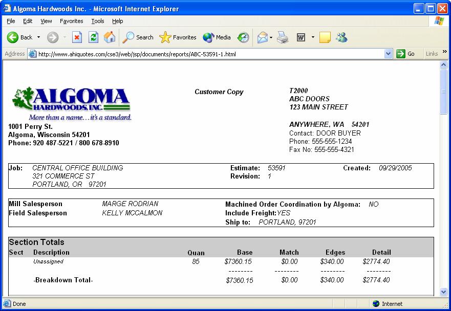 15 Print Quote screen The Quote Number and Revision Number of the estimate selected for printing is displayed. Click Print Quote to continue to print-out the Estimate.
