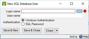 If the person will access the database under a normal Windows login name, click Windows Authentication, then click the... button after Login name.