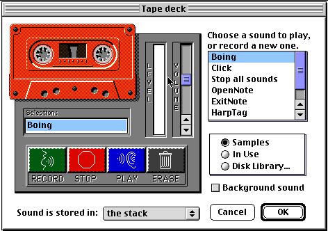 Here s what you ll see: To add a sound click on the Play a sound choice under the Things to Do Menu You ll see a screen that looks like a Tape Recorder Scroll down here to see some of your sound