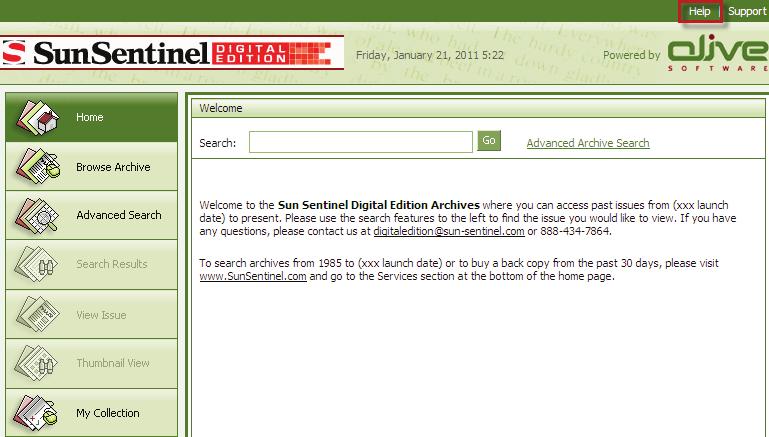 Archive Issues When you click on the link in the Back Issues screen you will be redirected to the Digital Edition Archives.