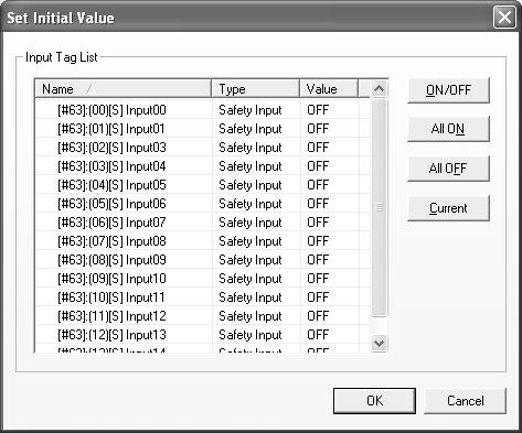 Setting Initial Values Section 3-4 3-4 Setting Initial Values The initial values of input tags can be entered when debugging with the Logic Window.