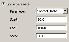 6. Define the final parameter value in the End edit box. 7. In the Step edit box, type the value the parameter will be increased by after each model run.