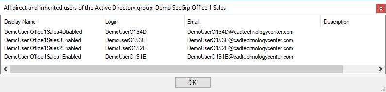 Double-clicking (or right-clicking and selecting Show All Users ) on any group in this list will display the Active Directory user members of that