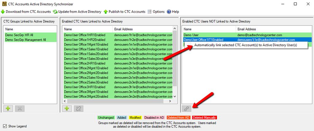 IMPORTANT: When searching Active Directory users for a matching email address to the one used in the CTC Accounts system, both the primary email address and all email addresses in the proxy mail