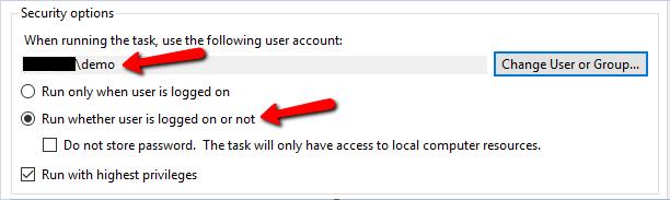 Center\Accounts AD Synchronizer When defining the task, be sure to specify that it runs as a user account with enough permissions to read what is needed from Active Directory and write to the logs