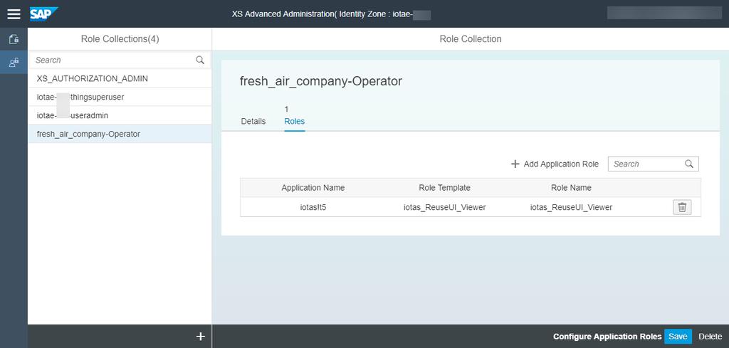 5.2 Adding a Custom Functional Authorization 1. Navigate to the application role builder functionality within the UAA service of Cloud Foundry (see Figure 26). Create a role collection.