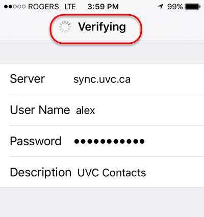 Password: enter the sync password you created in UVC (please see first page of this guide for more information).