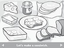 First select the bread to put a slice on the plate. Then select any of the fillings to put them in your sandwich.