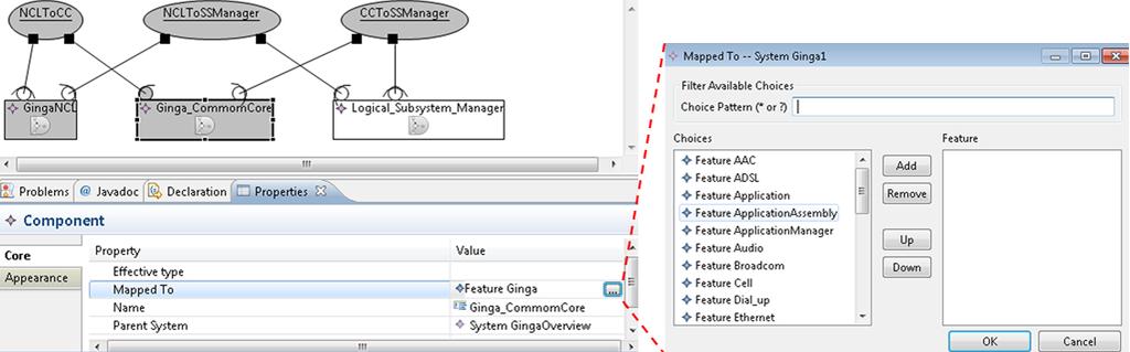 A Lightweight Language for SPL Architecture Description 7 Fig. 4. Mapping from the Ginga CommonCore component in the base architecture to the Ginga feature in the LightPL-ACME Studio tool.