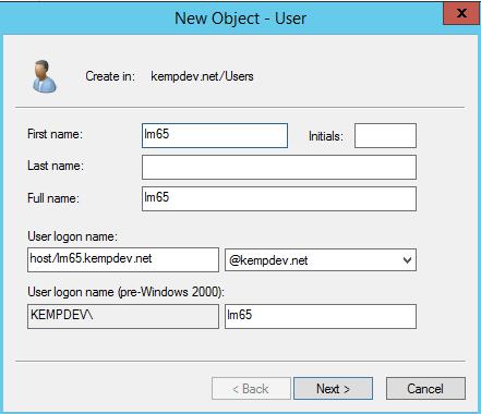 4 Appendix A: Configure the Active Directory Settings The User Principal Name (UPN) (User logon name) must be like a Service Principal Name (SPN), for example host/<fqdn>.