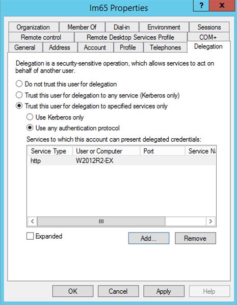 4 Appendix A: Configure the Active Directory Settings The LoadMaster trusted user account must have delegation enabled (the ability to request a ticket on behalf of a user logging in) and be set to