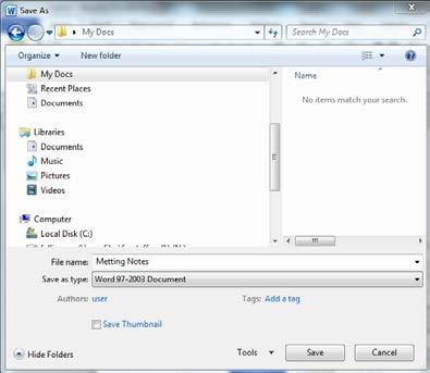 Closing a New Document To Save a New Document 1) On the Quick Access Toolbar, click