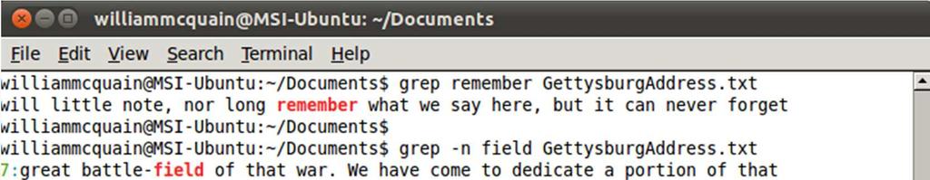 Searching File Contents: grep Linux Commands 21 The grep command can be used to display lines of a file