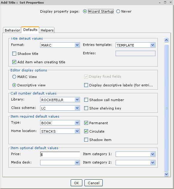 Title Maintenance toolbar Add Title Wizard Use the Add Title wizard to create a new bibliographic record and associated call numbers and items.