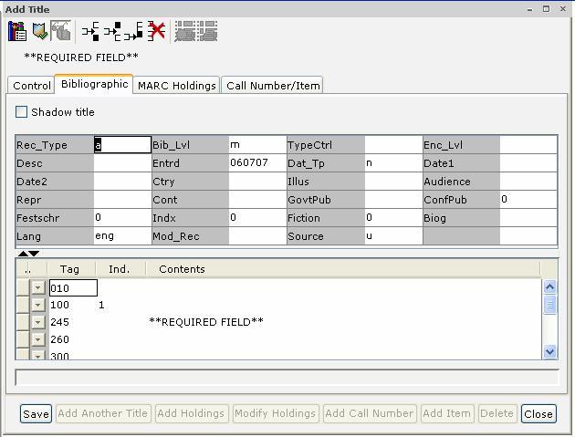 Appendix 1 Record Editor Overview The Record Editor simplifies the input of bibliographic data by providing lists of appropriate codes for fixed fields, indicators, and subfields.