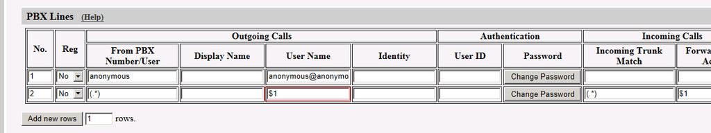 Configure the Restrict to calls from: parameter, using the drop down link to Generic (no register).