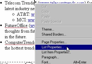 Ashbury Training Lesson 6: Animation and style sheets 7. Right-click on Telecom Trends M Make sure students don t select List Item Properties. Choose _List_Properties.