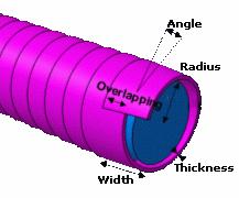Note that: The taping angle and the overlapping parameters are mutually exclusive: either you enter a value for the taping angle and the overlapping will be automatically computed, or you enter a