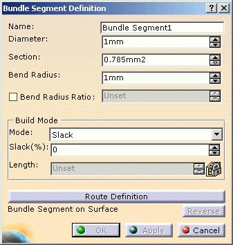 Defining the Segment Parameters Page 35 This task shows you how to define the bundle segment parameters. The bundle segment to be defined is activated in the specification tree.