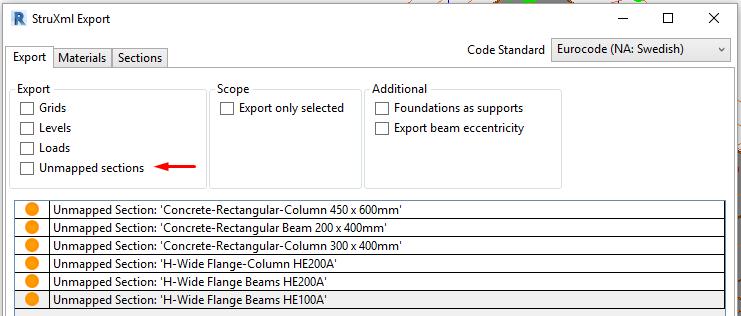 7.4. Export unmapped sections A new option has been introduced in the StruXML Export that allows for exporting unmapped section.
