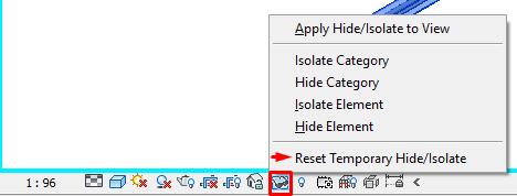 Close the Analytical model check dialog in order to modify the objects in the Temporary Hide/Isolate view. To close the view click on Reset Temporary Hide/Isolate.