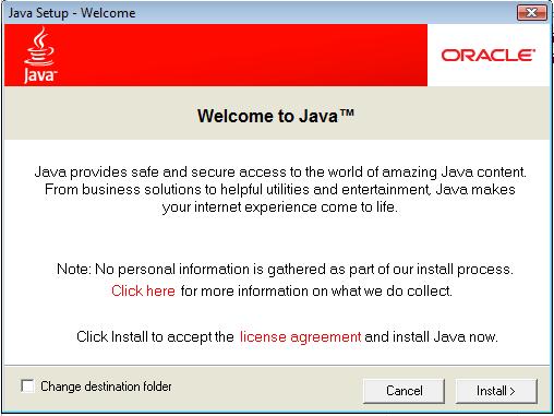 Part 6 - Installing Java SE 6 JRE Update 26 1. From the C:\Software directory run the following file: jre-6u26-windows-i586.