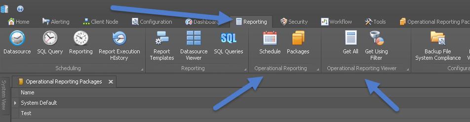Getting Started After logging into TSM Studio Server, Operational Reporting is accessed from the Reporting Tab