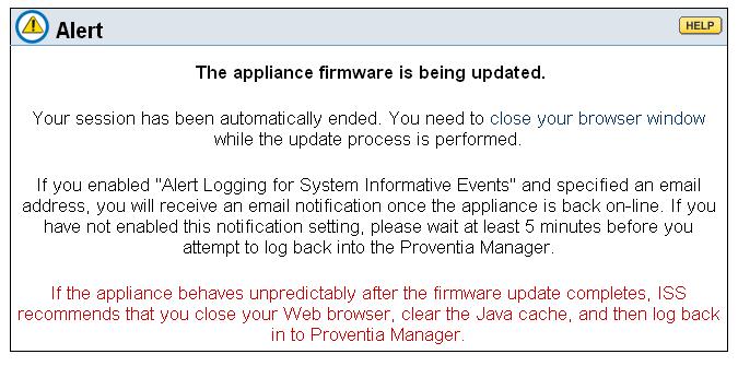 Install Updates with Proventia Manager.