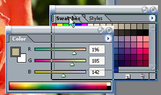 1) Move your mouse over the icon in the top right corner of the Color palette as shown to the right. 2) Click the icon to collapse the palette so it takes up less screen space.