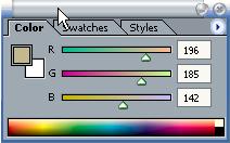 6) Hold down [Shift] and press [Tab] to hide all but the Tools and Options palettes (along the left and top). 7) Hold down [Shift] and press [Tab] again to unhide the other palettes.