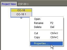 CC-16 Properties To access other CC-16 properties, right