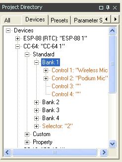 23 - Parameter Sets tab You can use the Project Directory to program user controls without opening the Smart Simulators or GPI control panels.