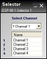 4, 8 and 16 channel stereo source selectors are available. Double-click on a source selector to open the control panel.